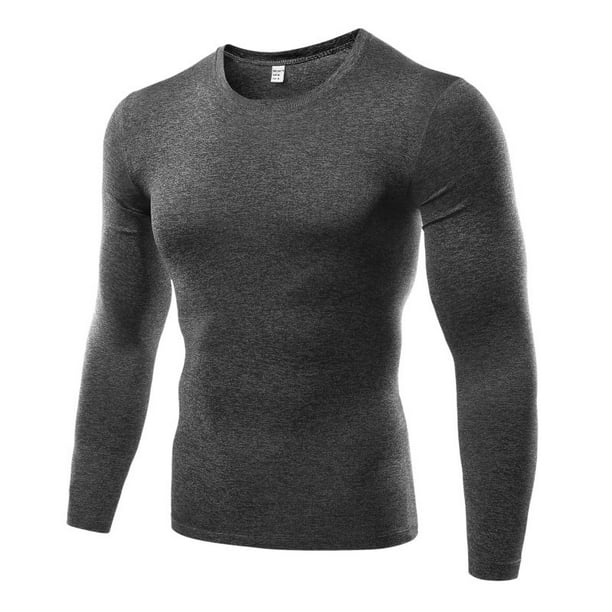 Mens Compression Tops Cool Dry Baselayer Tight Skin Fit Long Sleeve Compression Shirt